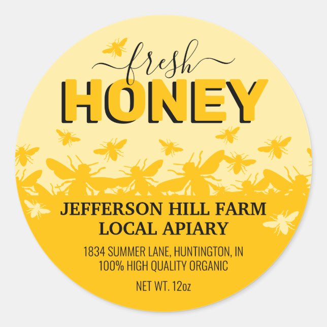 Honey Jar Labels Honeycomb Bee Apiary (Front)