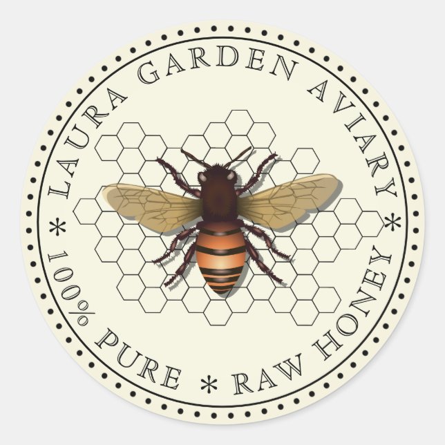 Honey jar lid label for Bee Comb Apiary (Front)