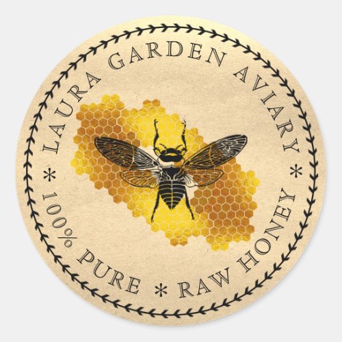 Honey jar lid label for Bee Honeycomb Apiary