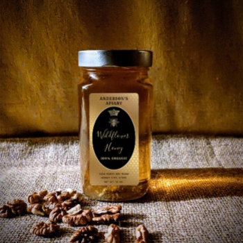 Honey Jar Modern Script Queen Bee Label by Makidzona at Zazzle