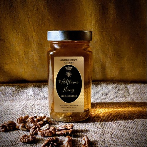 Honey jar modern script queen bee label