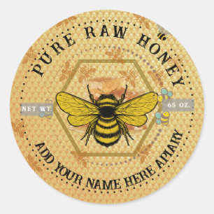Honey Jar Stickers Bee & Honeycomb Apiary Labels