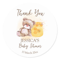 Honey jar teddy bear bearly wait baby classic round sticker