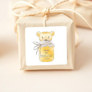 Honey Jar Teddy Bear Thank You Square Sticker