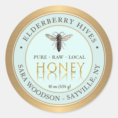 Honey Label 19th Century Queen Bee in Seafoam