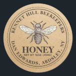 Honey Label Kraft French Bee<br><div class="desc">Personalize with your apiary name,  product (honey),  net weight,  and beekeeper name and address. Not sure of your honey net weight? There's a list of common conversions (grams and ounces) in the form field when you customize your label. Vintage French honey bee illustration on a brown kraft paper background.</div>