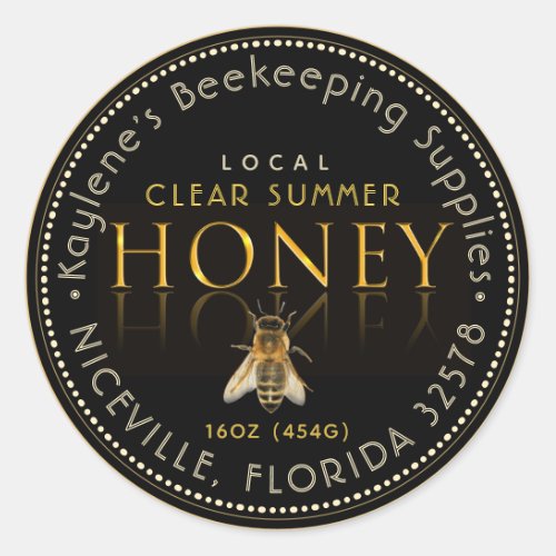 Honey Label Reflection with Bee 