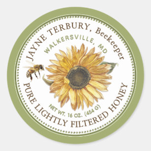 Honey Label Sunflower with Bee