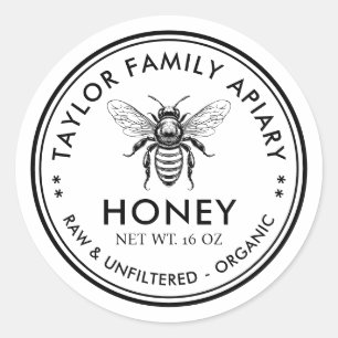 Honey label with custom colour honey bee