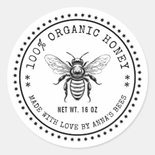 Honey label with custom colour honey bee