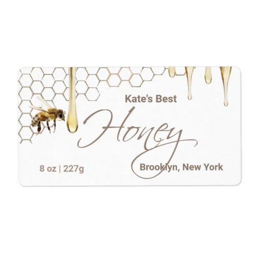 Honey Label with Honeycomb Drip  Bee