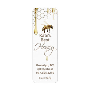 Honey Label with Honeycomb, Drip & Bee