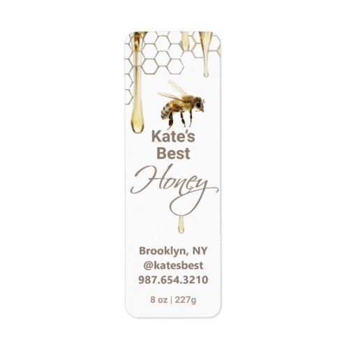 Honey Label with Honeycomb Drip  Bee