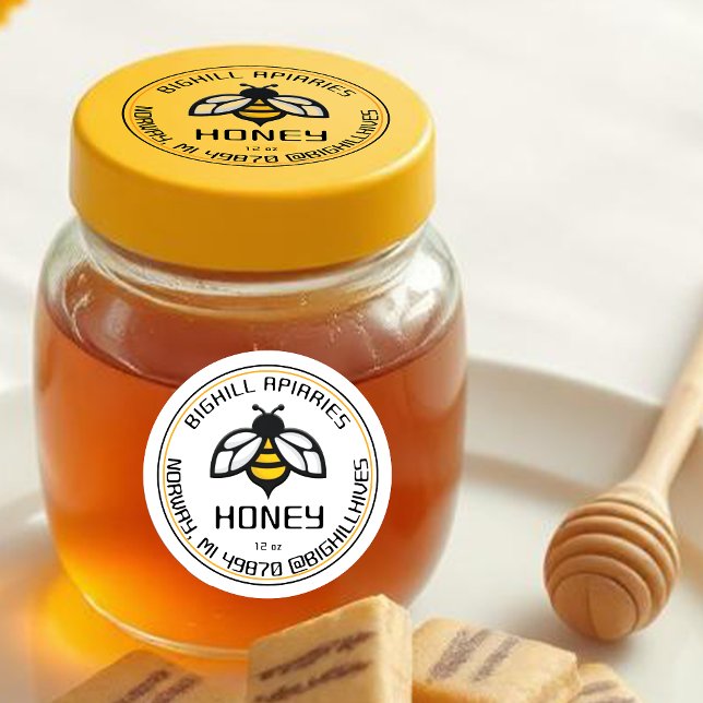 Honey Label Yellow Bee Beekeeper Contact Info (Creator Uploaded)