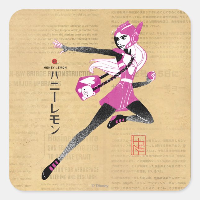 Honey Lemon on the Run Square Sticker (Front)
