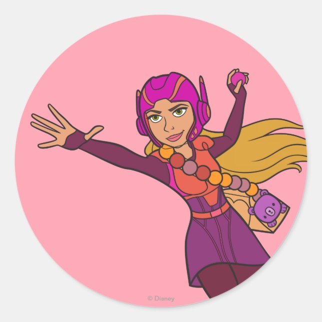 Honey Lemon Pink Suit Classic Round Sticker (Front)