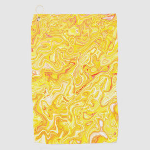 Honey Lemon Yellow Marble Texture Abstract Liquid Golf Towel