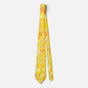 Honey Lemon Yellow Marble Texture Abstract Liquid Neck Tie