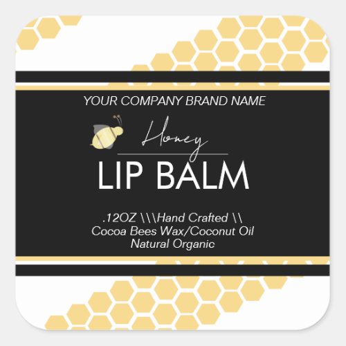 Honey Lip Balm Business Packaging Square Sticker