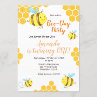 Honey Little Bee 1st Birthday Invitation