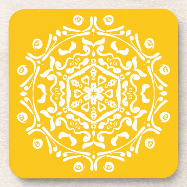 Honey Mandala Beverage Coaster (Front)