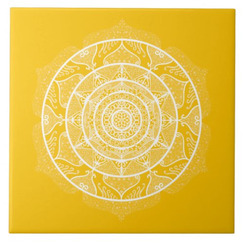 Honey Mandala Ceramic Tile