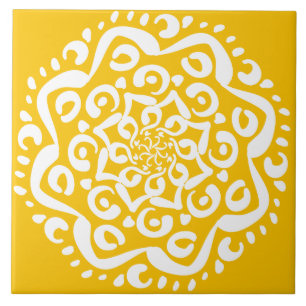Honey Mandala Ceramic Tile