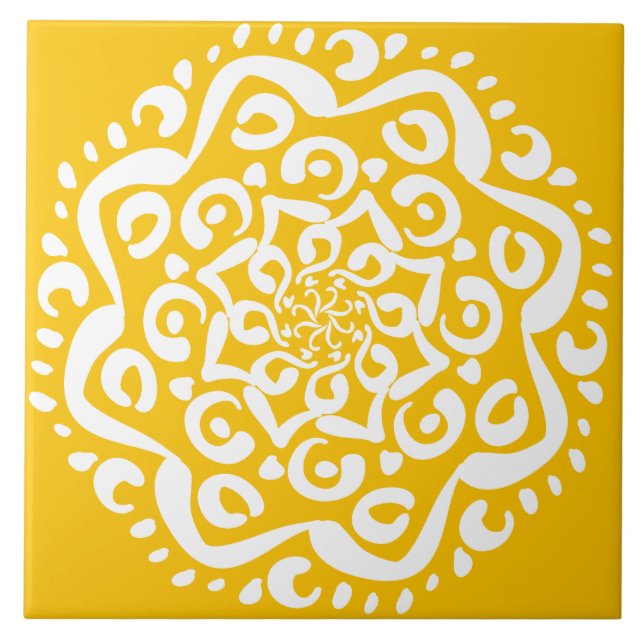 Honey Mandala Ceramic Tile (Front)