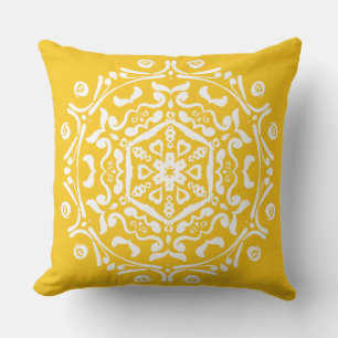 Honey Mandala Throw Pillow