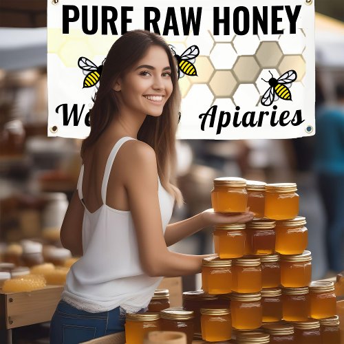 Honey Market Sign Bee Honeycomb Pure Raw Honey