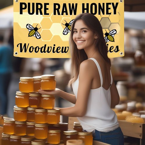 Honey Market Sign Bee Honeycomb Pure Raw Honey