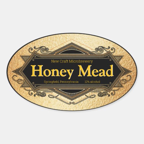 Honey Mead Golden Microbrewery Oval Sticker