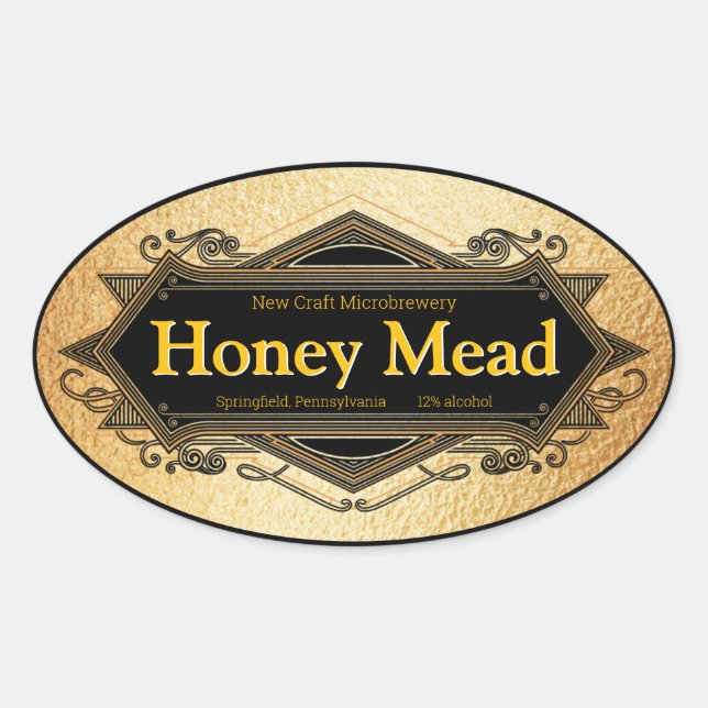 Honey Mead Golden Microbrewery Oval Sticker (Front)