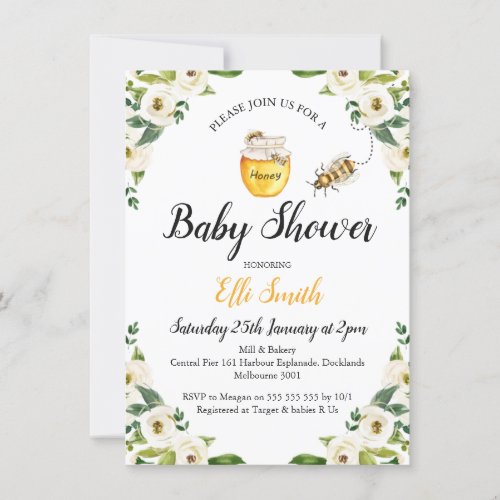 Honey Mommy To Bee Baby Shower Invitation
