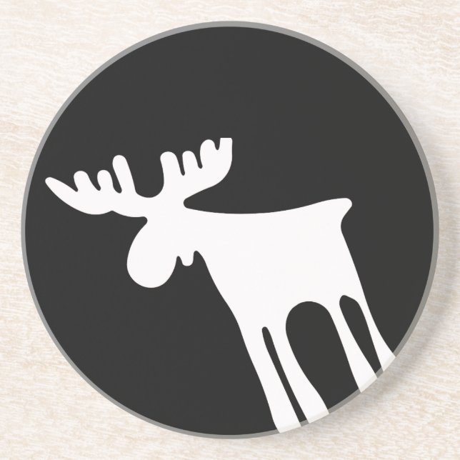 Honey / Moose, white Sandstone Coaster (Front)