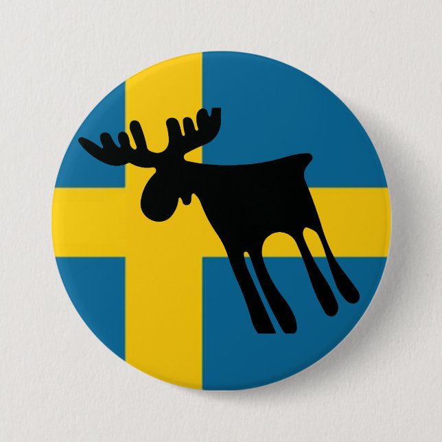 Honey / Moose with Swedish flag Button (Front)