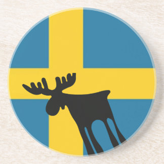 Honey / Moose with Swedish flag Drink Coaster
