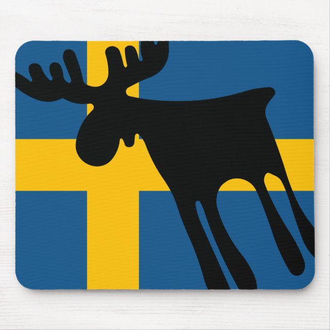 Honey / Moose with Swedish flag Mouse Pad (Front)