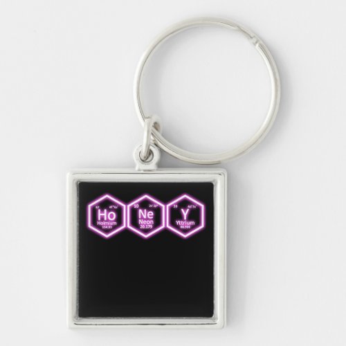 Honey Neon Element Periodic Table Science Keychain