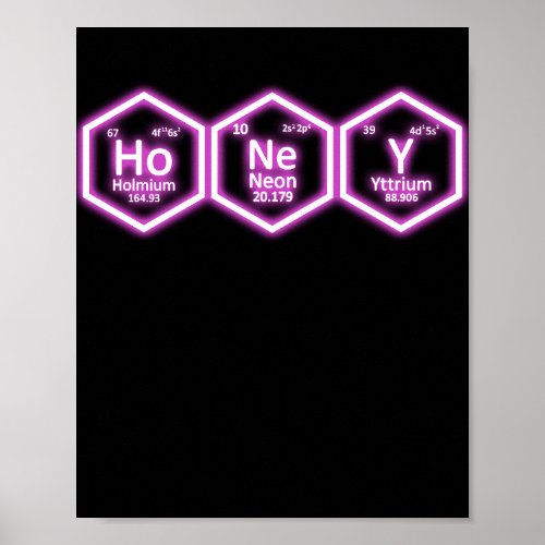 Honey Neon Element Periodic Table Science Poster