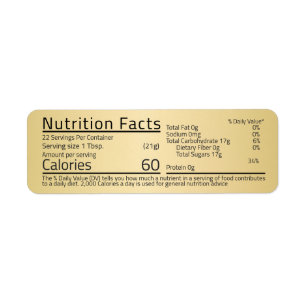 Honey Nutrition Facts Gold Return Address Label