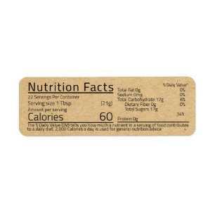 Honey Nutrition Facts Kraft Return Address Label