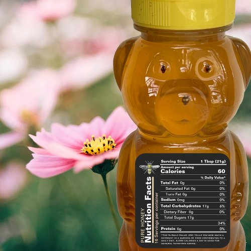 Honey Nutrition Facts Label Black Yellow Bee