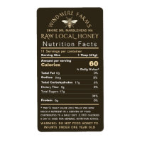Honey Nutrition Infant Warning & Bee Shipping Size