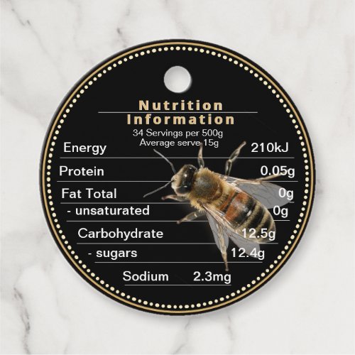 Honey Nutrition Information Tag Australia Black