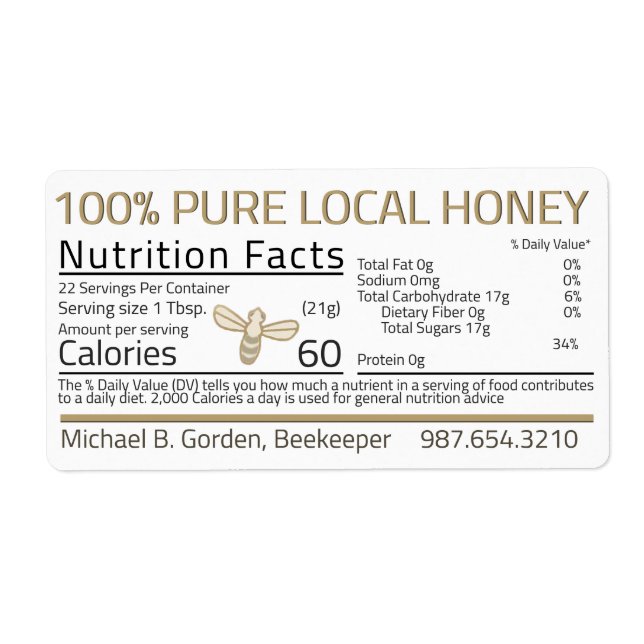 Honey Nutrition Little Bee Address Labels  (Front)