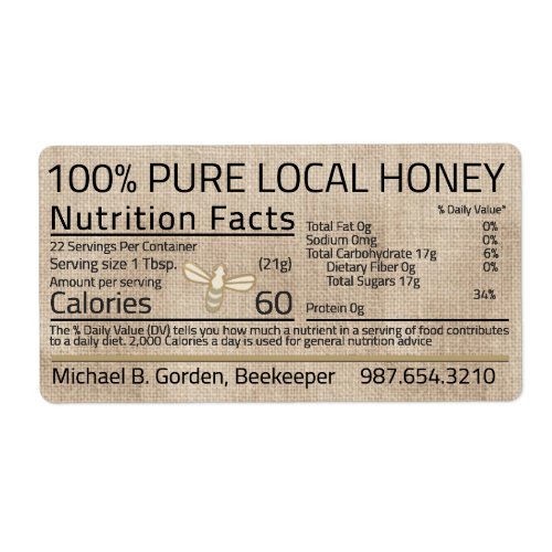 Honey Nutrition Little Bee Muslin  Label