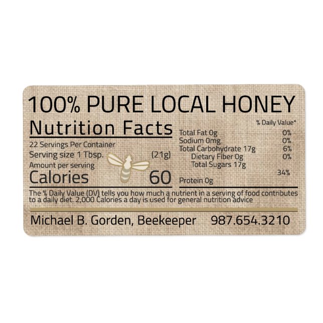 Honey Nutrition Little Bee Muslin  Label (Front)