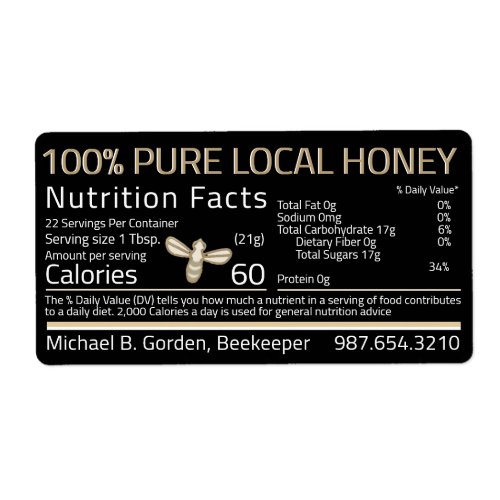 Honey Nutrition Little Bee Shipping Labels Black