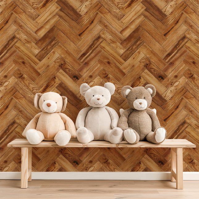 Honey Oak Herringbone Wallpaper (Creator Uploaded)